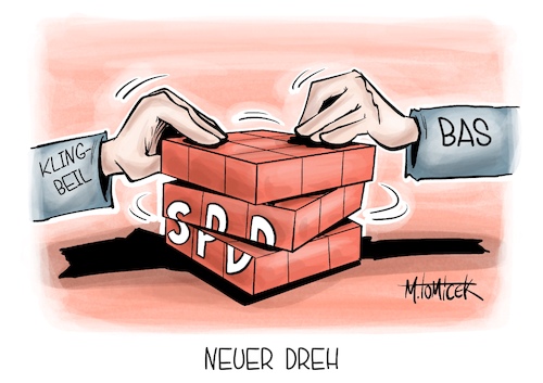 Cartoon: Neuer Dreh (medium) by Mirco Tomicek tagged bärbel,bas,klingbeil,spd,spitze,vorsitz,vorsitzende,spitzen,partei,parteispitze,neuordnung,saskia,esken,wahl,zauberwürfel,karikatur,pressekarikatur,cartoon,mirco,tomicek,bärbel,bas,klingbeil,spd,spitze,vorsitz,vorsitzende,spitzen,partei,parteispitze,neuordnung,saskia,esken,wahl,zauberwürfel,karikatur,pressekarikatur,cartoon,mirco,tomicek