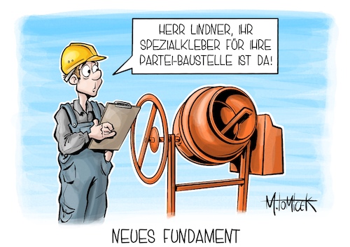 Cartoon: Neues Fundament (medium) by Mirco Tomicek tagged fdp,christian,lindner,partei,parteitag,baustelle,fundament,programm,ampel,koalition,ampelkoalition,klima,klimaschützer,kleber,klebstoff,festgeklebt,demo,klimaziele,cartoon,karikatur,pressekarikatur,mirco,tomicek,fdp,christian,lindner,partei,parteitag,baustelle,fundament,programm,ampel,koalition,ampelkoalition,klima,klimaschützer,kleber,klebstoff,festgeklebt,demo,klimaziele,cartoon,karikatur,pressekarikatur,mirco,tomicek