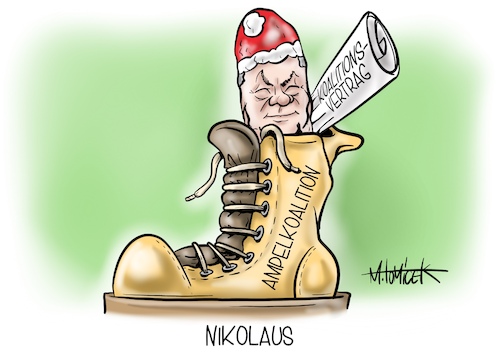 Cartoon: Nikolaus (medium) by Mirco Tomicek tagged spd,partei,parteitag,koalition,ampelkoalition,koalitionsvertrag,vertrag,nikolaus,schokolade,stiefel,kanzler,kanzleramt,cartoon,karikatur,pressekarikatur,mirco,tomicek,spd,partei,parteitag,koalition,ampelkoalition,koalitionsvertrag,vertrag,nikolaus,schokolade,stiefel,kanzler,kanzleramt,cartoon,karikatur,pressekarikatur,mirco,tomicek