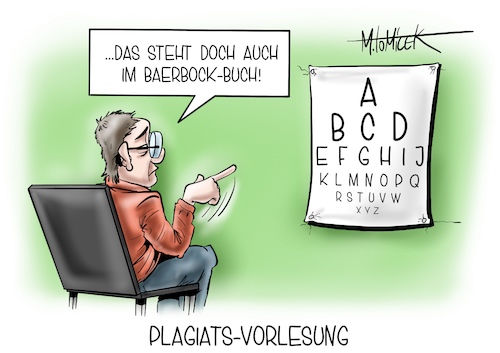 Cartoon: Plagiats-Vorlesung (medium) by Mirco Tomicek tagged plagiatsvorwürfe,annalena,baerbock,buch,plagiat,vorwurf,vorwürfe,grüne,die,grünen,abgeschrieben,abgekupfert,anschuldigung,lebenslauf,augenarzt,augen,lesen,vorlesen,cartoon,karikatur,pressekarikatur,mirco,tomicek,plagiatsvorwürfe,annalena,baerbock,buch,plagiat,vorwurf,vorwürfe,grüne,die,grünen,abgeschrieben,abgekupfert,anschuldigung,lebenslauf,augenarzt,augen,lesen,vorlesen,cartoon,karikatur,pressekarikatur,mirco,tomicek