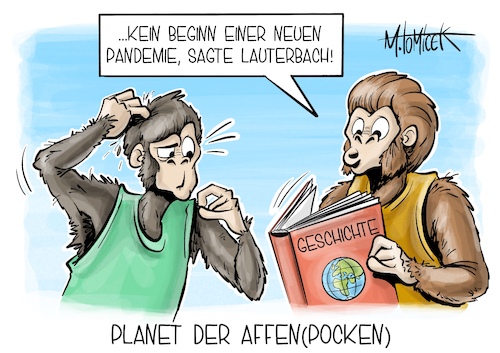 Cartoon: Planet der Affenpocken (medium) by Mirco Tomicek tagged affenpocken,pocken,ausbruch,keine,pandemie,karl,lauterbach,gesundheitsminister,gesundheit,virus,viren,erreger,ansteckung,isolation,isolationspflicht,impfung,impfen,infektion,infiziert,planet,der,affen,karikatur,cartoon,mirco,tomicek,affenpocken,pocken,ausbruch,keine,pandemie,karl,lauterbach,gesundheitsminister,gesundheit,virus,viren,erreger,ansteckung,isolation,isolationspflicht,impfung,impfen,infektion,infiziert,planet,der,affen,karikatur,cartoon,mirco,tomicek