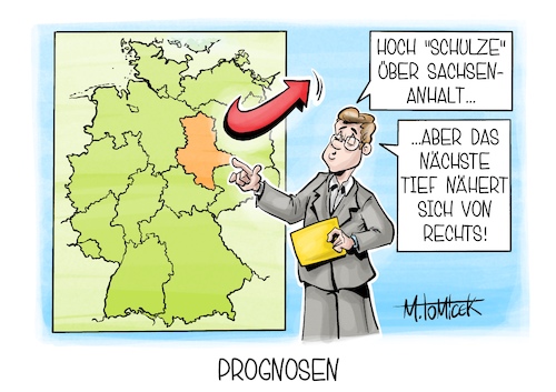 Cartoon: Prognosen (medium) by Mirco Tomicek tagged sachsen,anhalt,ministerpräsidenten,wahl,wahlgang,wahle,stimmen,ministerpräsidentwahl,haselhoff,schulze,cdu,afd,gewählt,karikatur,cartoon,pressekarikatur,mirco,tomicek,sachsen,anhalt,ministerpräsidenten,wahl,wahlgang,wahle,stimmen,ministerpräsidentwahl,haselhoff,schulze,cdu,afd,gewählt,karikatur,cartoon,pressekarikatur,mirco,tomicek