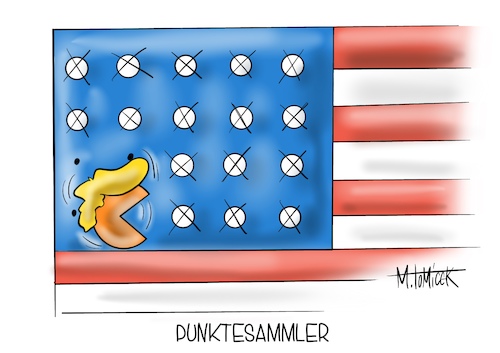 Cartoon: Punktesammler (medium) by Mirco Tomicek tagged donald,trump,joe,biden,us,usa,president,präsident,amerika,election,wahl,wahlkampf,präsidentschaftswahl,wahlen,wahllokal,2020,pacman,karikatur,pressekarikatur,cartoon,mirco,tomicek,donald,trump,joe,biden,us,usa,president,präsident,amerika,election,wahl,wahlkampf,präsidentschaftswahl,wahlen,wahllokal,2020,pacman,karikatur,pressekarikatur,cartoon,mirco,tomicek