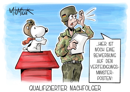 Cartoon: Qualifizierter Nachfolger (medium) by Mirco Tomicek tagged christine,lambrecht,spd,verteidigungsministerin,rücktritt,zurückgetreten,amt,verteidigung,verteidigungsminister,ministerposten,ministeramt,bundeswehr,nachfolger,nachfolge,snoopy,cartoon,karikatur,pressekarikatur,mirco,tomicek,christine,lambrecht,spd,verteidigungsministerin,rücktritt,zurückgetreten,amt,verteidigung,verteidigungsminister,ministerposten,ministeramt,bundeswehr,nachfolger,nachfolge,snoopy,cartoon,karikatur,pressekarikatur,mirco,tomicek