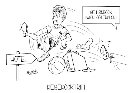 Cartoon: Reiserücktritt (medium) by Mirco Tomicek tagged lockdown,gütersloh,tönnies,corona,covid19,reise,reisen,urlaub,hotel,camping,ferien,2020,reiserücktritt,virus,rauswurf,fleischindustrie,fleischskandal,skandal,mitarbeiter,coronatest,test,infiziert,cartoon,karikatur,mirco,tomicek,lockdown,gütersloh,tönnies,corona,covid19,reise,reisen,urlaub,hotel,camping,ferien,2020,reiserücktritt,virus,rauswurf,fleischindustrie,fleischskandal,skandal,mitarbeiter,coronatest,test,infiziert,cartoon,karikatur,mirco,tomicek