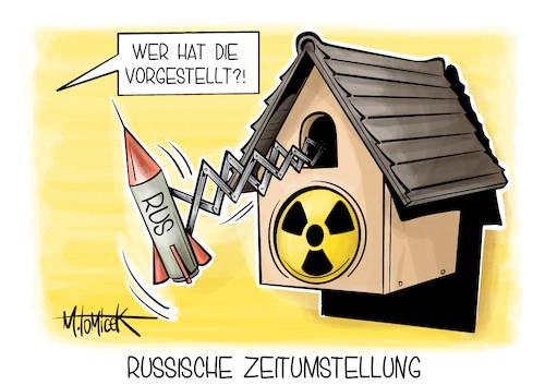 Cartoon: Russische Zeitumstellung (medium) by Mirco Tomicek tagged kreml,wladimir,putin,stationierung,atom,atomwaffe,atomwaffen,russland,ukraine,krieg,belarus,waffen,zeit,zeitumstellung,umstellung,karikatur,pressekarikatur,cartoon,mirco,tomicek,kreml,wladimir,putin,stationierung,atom,atomwaffe,atomwaffen,russland,ukraine,krieg,belarus,waffen,zeit,zeitumstellung,umstellung,karikatur,pressekarikatur,cartoon,mirco,tomicek