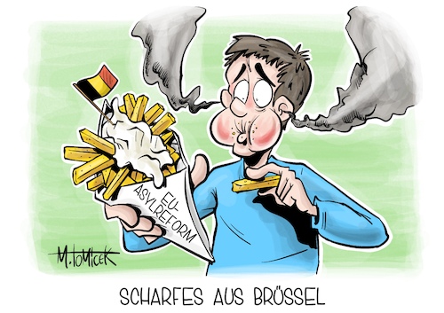 Cartoon: Scharfes aus Brüssel (medium) by Mirco Tomicek tagged eu,asylreform,asyl,reform,asylsystem,migration,brüssel,belgien,regeln,regelungen,beschlossen,pommes,frites,cartoon,karikatur,pressekarikatur,mirco,tomicek,eu,asylreform,asyl,reform,asylsystem,migration,brüssel,belgien,regeln,regelungen,beschlossen,pommes,frites,cartoon,karikatur,pressekarikatur,mirco,tomicek