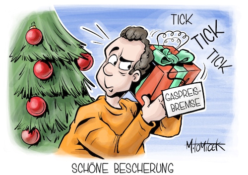 Cartoon: Schöne Bescherung (medium) by Mirco Tomicek tagged januar,strom,gas,strompreisbremse,gaspreisbremse,preisbremse,stompreise,strompreis,gaspreise,gaspreis,heizkosten,heizen,kosten,versorger,preiserhöhung,entlastung,entlastungen,weihnachten,weihanchtsgeschenk,geschenk,bescherung,cartoon,karikatur,pressekarikatur,mirco,tomicek,januar,strom,gas,strompreisbremse,gaspreisbremse,preisbremse,stompreise,strompreis,gaspreise,gaspreis,heizkosten,heizen,kosten,versorger,preiserhöhung,entlastung,entlastungen,weihnachten,weihanchtsgeschenk,geschenk,bescherung,cartoon,karikatur,pressekarikatur,mirco,tomicek