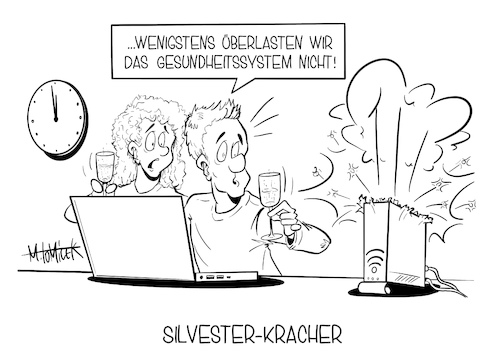 Cartoon: Silvester-Kracher (medium) by Mirco Tomicek tagged silvester,silvesternacht,kracher,silvesterkracher,silvesterparty,party,neujahr,neu,jahr,2021,jahreswechsel,rückblick,2020,news,year,digital,video,videochat,skype,zoom,zoomparty,web,webcam,gesundheit,gesundheitssystem,system,gesundheits,medizin,ärzte,arzthelfer,krankenhaus,krank,krankenhäuser,risiko,verletzte,patienten,intensiv,intensivmedizin,intensivbetten,betten,feier,lockdown,shutdown,corona,covid19,virus,überlastung,impfung,karikatur,pressekarikatur,cartoon,mirco,tomicek,silvester,silvesternacht,kracher,silvesterkracher,silvesterparty,party,neujahr,neu,jahr,2021,jahreswechsel,rückblick,2020,news,year,digital,video,videochat,skype,zoom,zoomparty,web,webcam,gesundheit,gesundheitssystem,system,gesundheits,medizin,ärzte,arzthelfer,krankenhaus,krank,krankenhäuser,risiko,verletzte,patienten,intensiv,intensivmedizin,intensivbetten,betten,feier,lockdown,shutdown,corona,covid19,virus,überlastung,impfung,karikatur,pressekarikatur,cartoon,mirco,tomicek