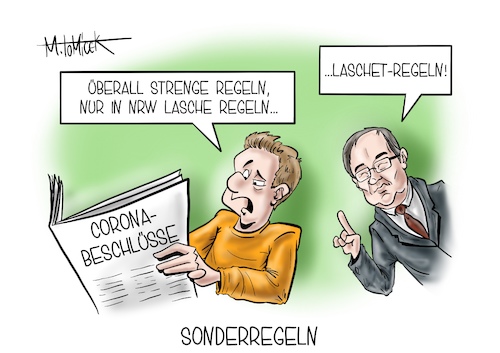 Cartoon: Sonderregeln (medium) by Mirco Tomicek tagged armin,laschet,wortbruch,spd,corona,beschlüsse,schutzverordnung,verordnungen,schutz,vereinbarung,nrw,bund,länder,bundesland,bundesländer,maßnahmen,lockdown,shutdown,regel,regeln,maßnahme,verschärfungen,verschärfung,kontaktbeschränkungen,beschränkung,kontakte,15km,umkreis,wohnort,tagesausflug,nordrhein,westfalen,cartoon,karikatur,pressekarikatur,mirco,tomicek,armin,laschet,wortbruch,spd,corona,beschlüsse,schutzverordnung,verordnungen,schutz,vereinbarung,nrw,bund,länder,bundesland,bundesländer,maßnahmen,lockdown,shutdown,regel,regeln,maßnahme,verschärfungen,verschärfung,kontaktbeschränkungen,beschränkung,kontakte,15km,umkreis,wohnort,tagesausflug,nordrhein,westfalen,cartoon,karikatur,pressekarikatur,mirco,tomicek