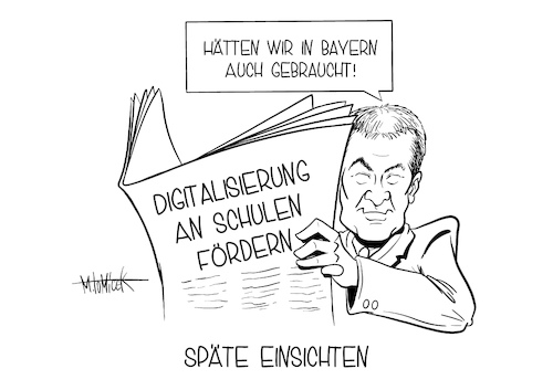 Cartoon: Späte Einsicht (medium) by Mirco Tomicek tagged digitalisierung,schule,schulen,schüler,schülerinnen,lehrer,lehrerinnen,hilfe,förderung,digital,computer,tablets,bund,und,länder,coronatest,bayern,corona,covid19,virus,markus,söder,csu,test,positiv,negativ,tests,ergebnisse,karikatur,cartoon,mirco,tomicek,digitalisierung,schule,schulen,schüler,schülerinnen,lehrer,lehrerinnen,hilfe,förderung,digital,computer,tablets,bund,und,länder,coronatest,bayern,corona,covid19,virus,markus,söder,csu,test,positiv,negativ,tests,ergebnisse,karikatur,cartoon,mirco,tomicek