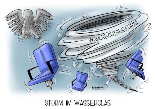 Cartoon: Sturm im Wasserglas (medium) by Mirco Tomicek tagged koalition,bundestag,wahlrechtsreform,wahlrecht,reform,groß,wahlen,wachsen,reformiert,bund,sitze,abgeordnete,politiker,mitglieder,mdb,sturm,sturmtief,koalitionsspitze,karikatur,cartoon,mirco,tomicek,koalition,bundestag,wahlrechtsreform,wahlrecht,reform,groß,wahlen,wachsen,reformiert,bund,sitze,abgeordnete,politiker,mitglieder,mdb,sturm,sturmtief,koalitionsspitze,karikatur,cartoon,mirco,tomicek