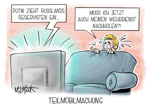 Cartoon: Teilmobilmachung (medium) by Mirco Tomicek tagged wladimir,putin,teilmobilmachung,russland,kreml,reservisten,militär,ukraine,krieg,mobilisierung,soldaten,soldat,bundeswehr,cartoon,karikatur,pressekarikatur,mirco,tomicek,wladimir,putin,teilmobilmachung,russland,kreml,reservisten,militär,ukraine,krieg,mobilisierung,soldaten,soldat,bundeswehr,cartoon,karikatur,pressekarikatur,mirco,tomicek