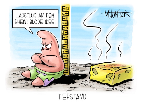 Cartoon: Tiefstand (medium) by Mirco Tomicek tagged rhein,pegel,wasser,wasserstand,wasserpegel,schiffe,schiffsverkehr,fähren,historische,tiefstände,emmerich,niedrigwasser,wasserstraßen,pegelstand,wasserstände,wasserstraße,spongebob,schwammkopf,patrick,star,cartoon,karikatur,pressekarikatur,mirco,tomicek,rhein,pegel,wasser,wasserstand,wasserpegel,schiffe,schiffsverkehr,fähren,historische,tiefstände,emmerich,niedrigwasser,wasserstraßen,pegelstand,wasserstände,wasserstraße,spongebob,schwammkopf,patrick,star,cartoon,karikatur,pressekarikatur,mirco,tomicek