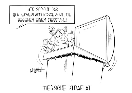 Cartoon: Tierische Straftat (medium) by Mirco Tomicek tagged straftat,diebstahl,essen,müll,ernährung,container,containern,bundesverfassungsgericht,verfassungsgericht,beschwerde,lebensmittel,verschwendung,umwelt,cartoon,karikatur,mirco,tomicek,straftat,diebstahl,essen,müll,ernährung,container,containern,bundesverfassungsgericht,verfassungsgericht,beschwerde,lebensmittel,verschwendung,umwelt,cartoon,karikatur,mirco,tomicek