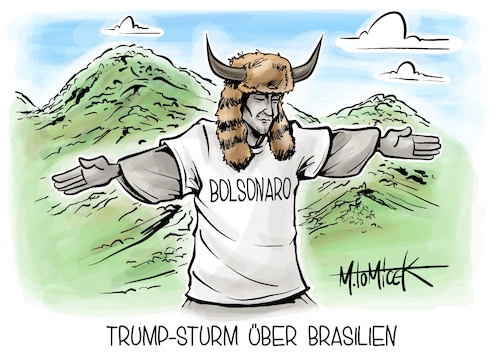 Cartoon: Trump-Sturm über Brasilien (medium) by Mirco Tomicek tagged brasilien,jair,bolsonaro,anhänger,strum,stürmen,kongress,politik,ehemaligen,präsidenten,brasilia,trump,capitol,karikatur,pressekarikatur,cartoon,mirco,tomicek,brasilien,jair,bolsonaro,anhänger,strum,stürmen,kongress,politik,ehemaligen,präsidenten,brasilia,trump,capitol,karikatur,pressekarikatur,cartoon,mirco,tomicek