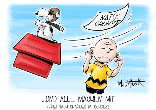 Cartoon: ...und alle machen mit (medium) by Mirco Tomicek tagged nato,übung,manöver,luftwaffe,luftwaffenübung,air,defender,2023,europa,krieg,jet,jets,kampfjet,flugzeuge,militär,bundeswehr,bundeswehrübung,soldaten,snoopy,peanuts,charlie,brown,red,baron,cartoon,karikatur,pressekarikatur,mirco,tomicek,nato,übung,manöver,luftwaffe,luftwaffenübung,air,defender,2023,europa,krieg,jet,jets,kampfjet,flugzeuge,militär,bundeswehr,bundeswehrübung,soldaten,snoopy,peanuts,charlie,brown,red,baron,cartoon,karikatur,pressekarikatur,mirco,tomicek