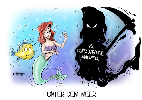 Cartoon: Unter dem Meer (medium) by Mirco Tomicek tagged öl,frachter,katastrophe,ölkatastrophe,mauritius,meer,see,umwelt,natur,naturschutz,ölteppich,teppich,wakashio,naturschutzgebiet,tiere,tierwelt,zerstörung,naturkatastrophe,meeresökologie,ökologie,umweltkatastrophe,japan,insel,disney,ariel,meerjungfrau,fische,cartoon,karikatur,mirco,tomicek,öl,frachter,katastrophe,ölkatastrophe,mauritius,meer,see,umwelt,natur,naturschutz,ölteppich,teppich,wakashio,naturschutzgebiet,tiere,tierwelt,zerstörung,naturkatastrophe,meeresökologie,ökologie,umweltkatastrophe,japan,insel,disney,ariel,meerjungfrau,fische,cartoon,karikatur,mirco,tomicek