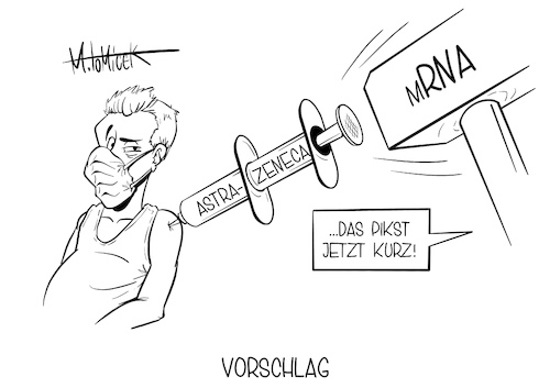 Cartoon: Vorschlag (medium) by Mirco Tomicek tagged astrazeneca,astra,zeneca,mrna,impfstoff,impfungen,impfung,impfmittel,impfstrategie,impfstart,geimpft,corona,covid19,pandemie,lockdown,shutdown,immunologe,virologe,cartoon,karikatur,pressekarikatur,mirco,tomicek,astrazeneca,astra,zeneca,mrna,impfstoff,impfungen,impfung,impfmittel,impfstrategie,impfstart,geimpft,corona,covid19,pandemie,lockdown,shutdown,immunologe,virologe,cartoon,karikatur,pressekarikatur,mirco,tomicek