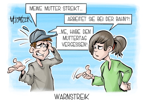 Cartoon: Warnstreik (medium) by Mirco Tomicek tagged deutsche,bahn,streik,streiks,warnstreik,warnstreiks,evg,ultimatum,bahnverkehr,zug,öpnv,bahnhof,muttertag,mutter,mütter,kinder,sohn,tochter,cartoon,karikatur,pressekarikatur,mirco,tomicek,deutsche,bahn,streik,streiks,warnstreik,warnstreiks,evg,ultimatum,bahnverkehr,zug,öpnv,bahnhof,muttertag,mutter,mütter,kinder,sohn,tochter,cartoon,karikatur,pressekarikatur,mirco,tomicek