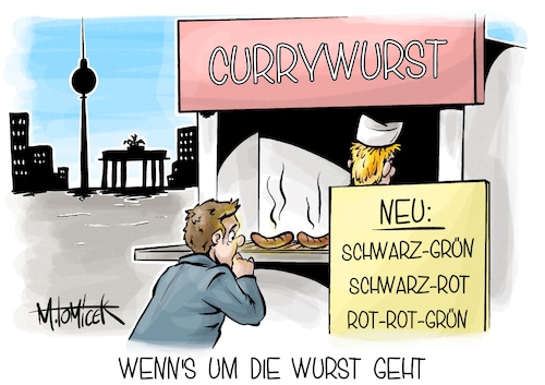 Cartoon: Wenns um die Wurst geht (medium) by Mirco Tomicek tagged wahl,wahlwiederholung,wiederholung,wahlchaos,chaos,gewählt,berlin,cdu,spd,grüne,linke,wahlausgang,auszählung,stimme,stimmen,currywurst,cartoon,karikatur,pressekarikatur,mirco,tomicek,wahl,wahlwiederholung,wiederholung,wahlchaos,chaos,gewählt,berlin,cdu,spd,grüne,linke,wahlausgang,auszählung,stimme,stimmen,currywurst,cartoon,karikatur,pressekarikatur,mirco,tomicek