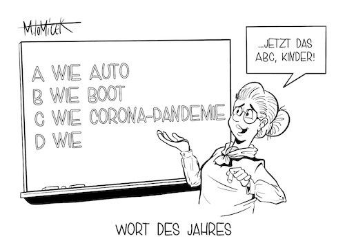 Cartoon: Wort des Jahres (medium) by Mirco Tomicek tagged corona,pandemie,wort,des,jahres,2020,covid19,maßnahmen,kontaktbeschränkungen,beschränkung,schule,schüler,lehrer,lehrerinnen,schülerinnen,tafel,abc,coronavirus,virus,lockdown,shutdown,homeschooling,homeoffice,präsensunterricht,unterricht,impfung,mirco,tomicek,pressekarikatur,karikatur,cartoon,corona,pandemie,wort,des,jahres,2020,covid19,maßnahmen,kontaktbeschränkungen,beschränkung,schule,schüler,lehrer,lehrerinnen,schülerinnen,tafel,abc,coronavirus,virus,lockdown,shutdown,homeschooling,homeoffice,präsensunterricht,unterricht,impfung,mirco,tomicek,pressekarikatur,karikatur,cartoon