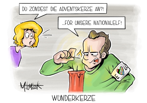 Cartoon: Wunderkerze (medium) by Mirco Tomicek tagged erste,advent,adventszeit,adventskranz,adventskerze,weihnachten,vorweihnachtszeit,wm,weltemisterschaft,katar,quatar,dfb,mannschaft,nationalelf,deutsche,fußballer,fußball,fußballspiel,spiel,one,love,binde,regenbogenflagge,regenbogen,cartoon,karikatur,pressekarikatur,mirco,tomicek,erste,advent,adventszeit,adventskranz,adventskerze,weihnachten,vorweihnachtszeit,wm,weltemisterschaft,katar,quatar,dfb,mannschaft,nationalelf,deutsche,fußballer,fußball,fußballspiel,spiel,one,love,binde,regenbogenflagge,regenbogen,cartoon,karikatur,pressekarikatur,mirco,tomicek