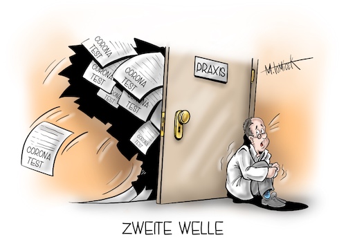 Cartoon: Zweite Welle (medium) by Mirco Tomicek tagged zweite,corona,leichte,welle,covid19,virus,test,tests,schnelltest,ärzte,arzt,praxis,praxen,überfordert,kapazität,ärzteverband,infektion,infektionen,klinik,patient,risiko,reiserückkehrer,urlaub,reise,karikatur,cartoon,mirco,tomicek,zweite,corona,leichte,welle,covid19,virus,test,tests,schnelltest,ärzte,arzt,praxis,praxen,überfordert,kapazität,ärzteverband,infektion,infektionen,klinik,patient,risiko,reiserückkehrer,urlaub,reise,karikatur,cartoon,mirco,tomicek