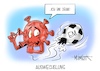 Cartoon: Auswechslung (small) by Mirco Tomicek tagged em,aus,europameisterschaft,deutschland,england,wembley,jogi,löw,joachim,bundestrainer,trainer,nationalmannschaft,nationalelf,fußball,fußballspiel,spiel,fußballer,2020,2021,corona,mutation,delta,virus,cartoon,karikatur,pressekarikatur,mirco,tomicek