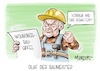 Cartoon: Olaf der Baumeister (small) by Mirco Tomicek tagged wohnungsbaugipfel,gipfel,wohnungsbau,bauen,wohnungen,häuser,haus,wohnungskrise,olaf,scholz,baukosten,gebäude,sanierung,dämmung,familien,bob,der,bausmeister,cartoon,karikatur,pressekarikatur,mirco,tomicek