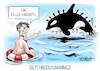 Cartoon: Rettungsschwimmer (small) by Mirco Tomicek tagged kritik bundesgesundheitsminister karl lauterbach warnung corona variante virus killer killervariante killervarianten varianten coronavirus urlaub sommer sommerurlaub herbst cartoon karikatur pressekarikatur mirco tomicek