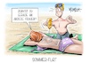 Cartoon: Sommer-Flirt (small) by Mirco Tomicek tagged frauen,wm,weltmeisterschaft,fußball,fußballerin,fußballspiel,australien,neuseeland,deutschland,marokko,sieg,rekord,traumstart,urlaub,sommerurlaub,hitze,sonne,sonnencreme,cartoon,karikatur,pressekarikatur,mirco,tomicek