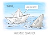 Cartoon: Unruhige Gewässer (small) by Mirco Tomicek tagged donald,trump,zoll,zölle,strafzölle,gegenzölle,pause,zollpause,us,usa,amerika,zollpolitik,koalitionsvertrag,koalition,vertrag,spd,union,csu,cdu,friedrich,merz,regierung,karikatur,pressekarikatur,cartoon,mirco,tomicek