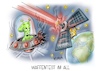 Cartoon: Waffentest im All (small) by Mirco Tomicek tagged waffentest,all,usa,großbritannien,russland,russia,weltall,weltraum,satelitt,satelitten,abwehr,anti,schutz,raum,space,aliens,astronaut,astro,ufo,karikatur,cartoon,mirco,tomicek