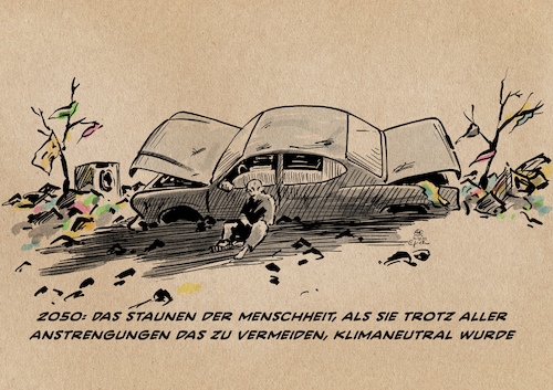 Cartoon: 2050 Klimaneutral (medium) by Guido Kuehn tagged versicherungen,klima,katastrophe,umwelt,menschheit,planet,erde,lebensraum,versicherungen,klima,katastrophe,umwelt,menschheit,planet,erde,lebensraum