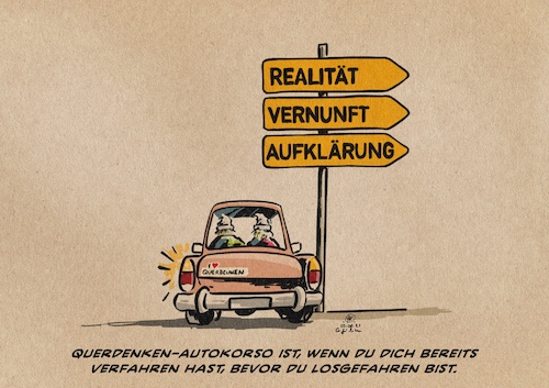 Cartoon: Autokorso (medium) by Guido Kuehn tagged querdenken,autokorso,corona,dikatur,querdenken,autokorso,corona,dikatur
