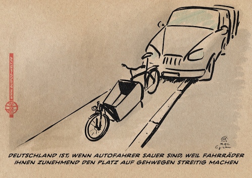 Cartoon: Parkraumverdichtung (medium) by Guido Kuehn tagged fahrrad,auto,parken,gehweg,mobilität,fahrrad,auto,parken,gehweg,mobilität