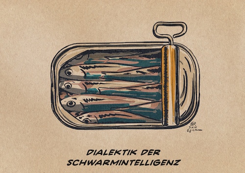 Cartoon: Dialektik der Schwarmintelligenz (medium) by Guido Kuehn tagged schwarmintelligenz,schwarmintelligenz