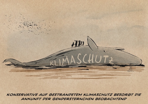 Cartoon: Die Ankunft der Gendersternchen (medium) by Guido Kuehn tagged umweltschutz,klima,geschlechtergerechtigkeit,gender,klimawandel,umweltschutz,klima,geschlechtergerechtigkeit,gender,klimawandel