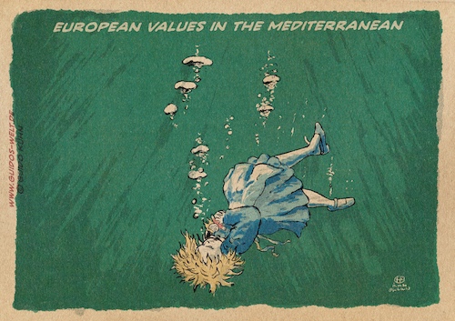 Cartoon: European values (medium) by Guido Kuehn tagged migration,refugees,frontex,eu,europe,migration,refugees,frontex,eu,europe,fremde,einwanderer,europa