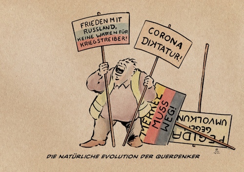 Cartoon: Evolution (medium) by Guido Kuehn tagged querdenker,pegida,russentrolls,corona,maskendiktatur,merkel,spaziergang,montagsdemo,querdenker,pegida,russentrolls,corona,maskendiktatur,merkel,spaziergang,montagsdemo