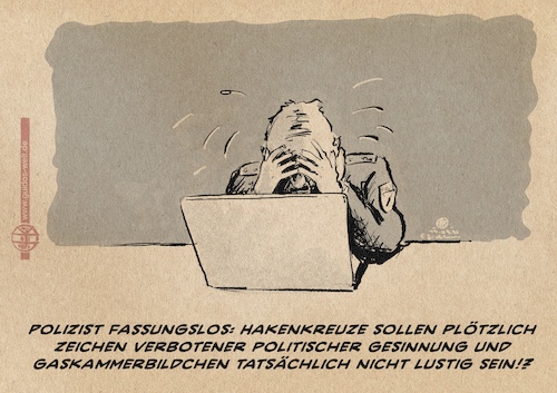 Cartoon: Verfassungslos (medium) by Guido Kuehn tagged polizei,chatgruppe,nazi,hakenkreuz,polizei,chatgruppe,nazi,hakenkreuz