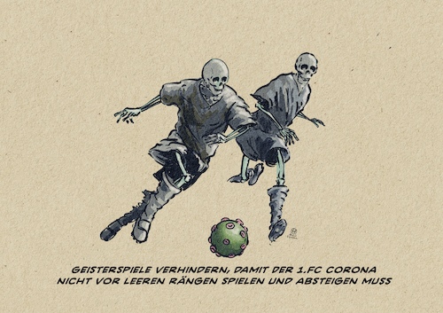 Cartoon: Geisterspiele (medium) by Guido Kuehn tagged corona,fußball,covid,stadien,dfb,corona,fußball,covid,stadien,dfb