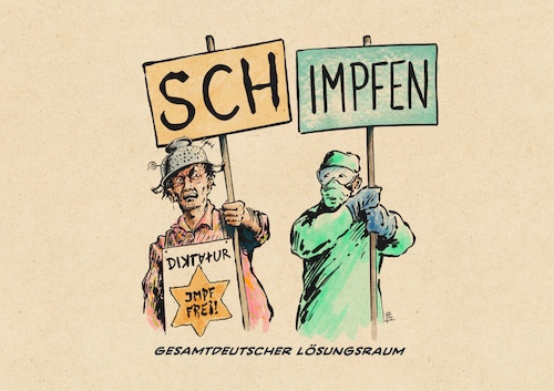 Cartoon: Gesamtdeutscher Lösungsraum (medium) by Guido Kuehn tagged corona,covid,impfen,querdenker,corona,covid,impfen,querdenker