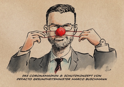 Cartoon: Gesundheitsminister Buschmann (medium) by Guido Kuehn tagged buschmann,corona,masken,impfen,buschmann,corona,masken,impfen