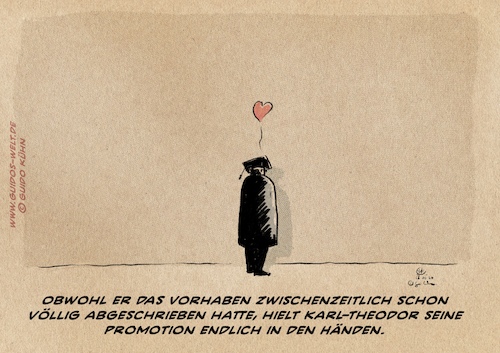 Cartoon: GUT Ding will Weile habrn (medium) by Guido Kuehn tagged guttenberg,doktor,promotion,guttenberg,doktor,promotion