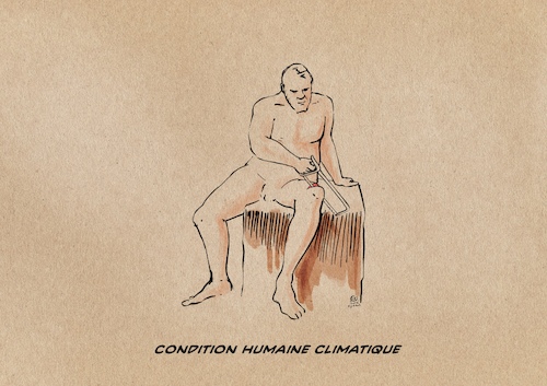 Cartoon: La condition humaine climatique (medium) by Guido Kuehn tagged klima,menschheit,zukunft,klima,menschheit,zukunft