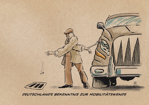 Cartoon: Mobilitätswendebekenntnis (medium) by Guido Kuehn tagged deutschland,mobilitätswende,klima,deutschland,mobilitätswende,klima