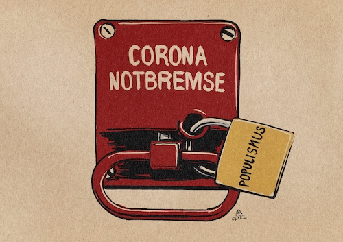 Cartoon: Notbremse (medium) by Guido Kuehn tagged corona,covid,laschet,nrw,schulen,notbremse,impfen,corona,covid,laschet,nrw,schulen,notbremse,impfen