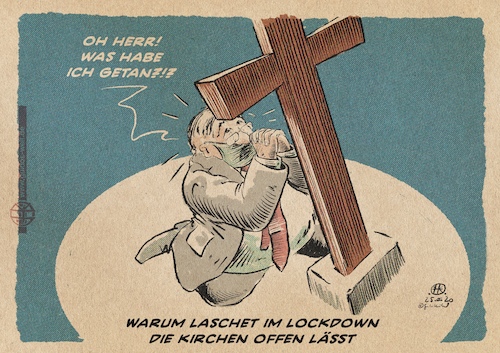 Cartoon: Oh Herr! (medium) by Guido Kuehn tagged laschet,toennies,nrw,gütersloh,corona,laschet,toennies,nrw,gütersloh,corona